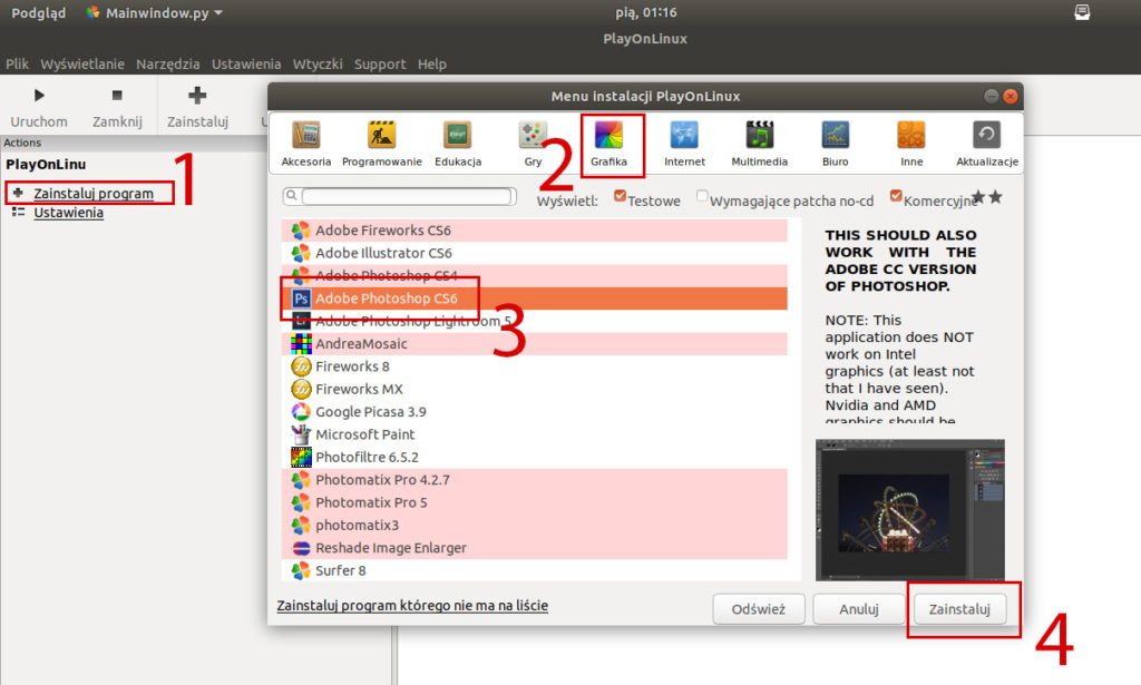 Instalacja Photoshopa na linuxie